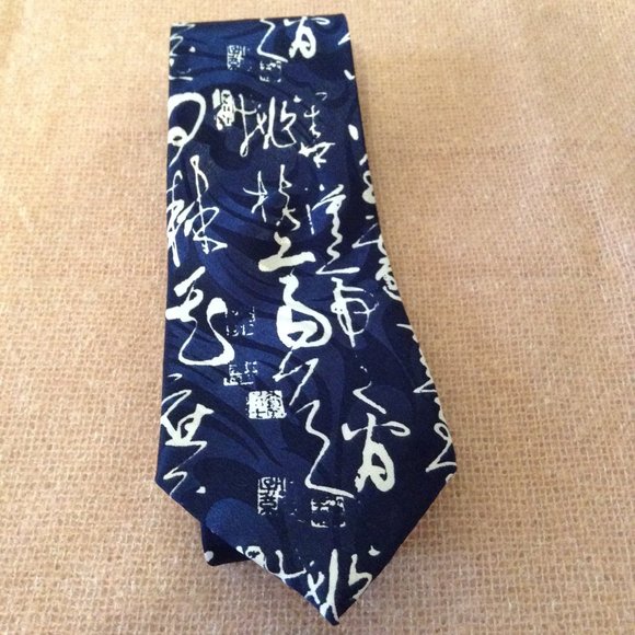 Men's Tie, blue with white pattern - Picture 5 of 5